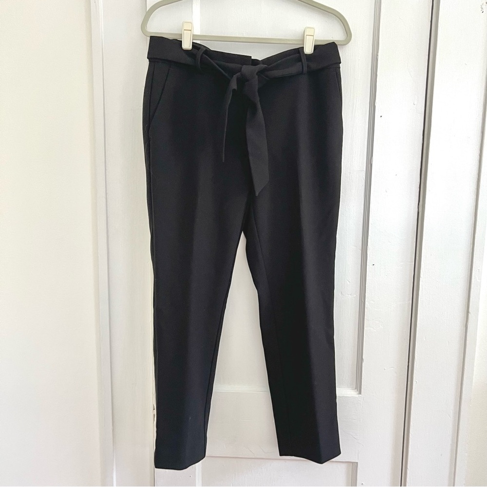 Loft Slim Tie-Waist Pant in Julie Fit, black, size 6